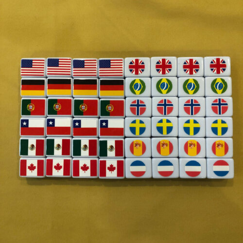 Mahjong Set Rummy Game Zen Poker Cutomized 49 pieces(Flag vs Flag Version)