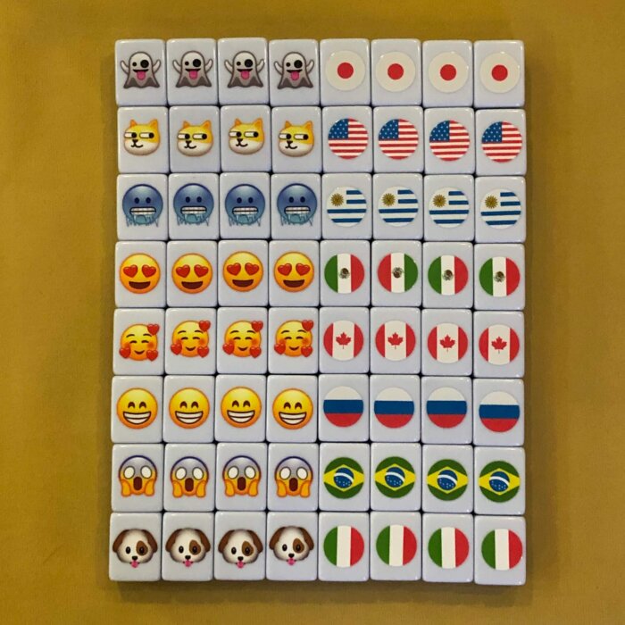 Seaside Escape Mahjong Tile Game 65 tiles (Emoji vs Flag) tiktok new viral trending rummy dominos DIY kit