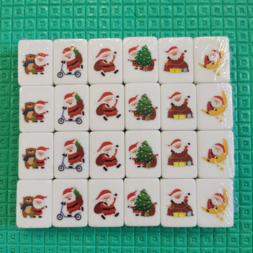 Customized Mahjong Set Rummy Game 49 tiles（Christmas Decorations VS Santa Claus Version）tiktok seaside escape happy flip merge county zen poker