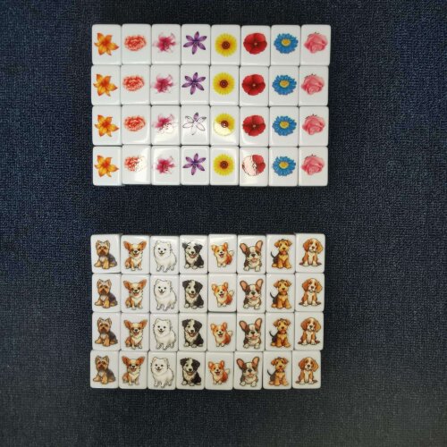 Seaside Escape Mahjong X-Large Pink Tile Game 65 blocks (Dog vs Flower) tiktok new viral trending rummy dominos