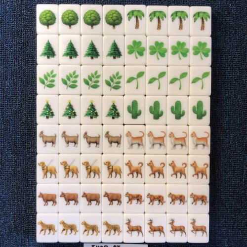 Seaside Escape Tile Game X-Large 65 blocks (Animal Brown and Plant Green) mahjong pink back