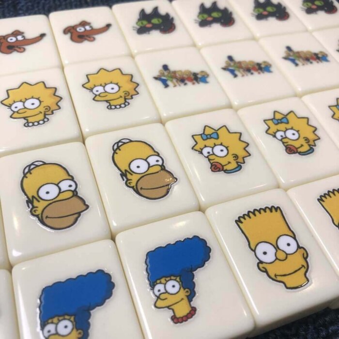 Seaside Escape Tile Game (Simpsons vs SpongeBob) 65 mahjong blocks regular 34 mm Tiktok new viral trending rummy dominos