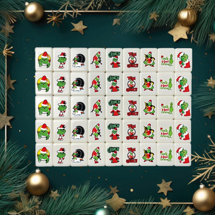 Seaside Escape Tile Game Grinch 46 XL mahjong 1 player set