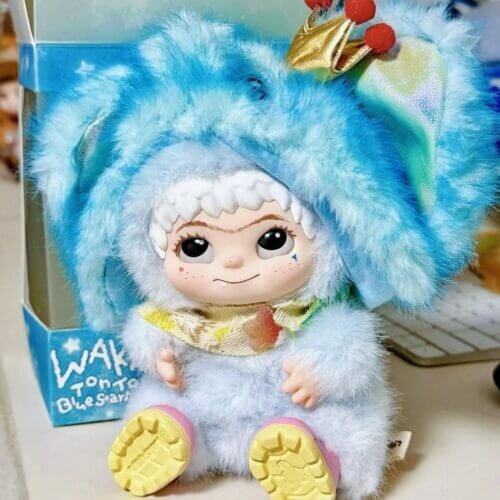 Wakuku Ton Ton Blue Starlight Plush Hanging Card