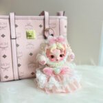 Skullpanda V3 Ghostie Handmade Outfit – Sweet Lolita Pink Lace Dress with Pearl & Heart Brooch