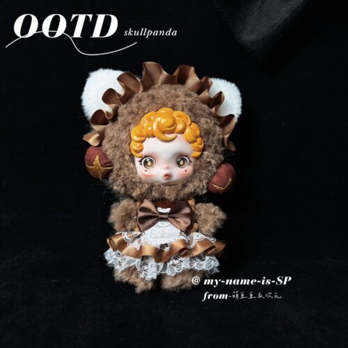 Skullpanda V3 Sneaky Chestnut Handmade Outfit – Brown Lolita-Inspired Dress with Satin Bows & Lace