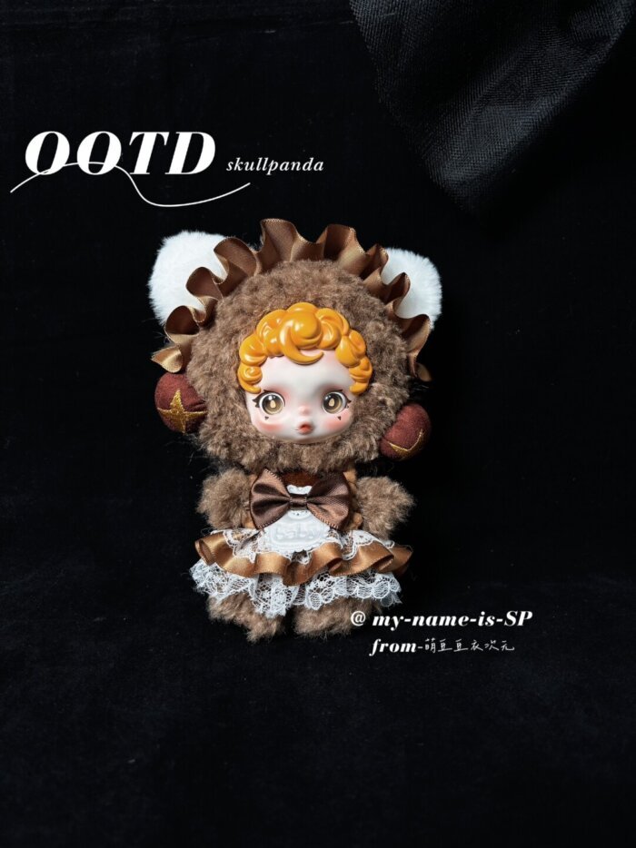 Skullpanda V3 Sneaky Chestnut Handmade Outfit – Brown Lolita-Inspired Dress with Satin Bows & Lace
