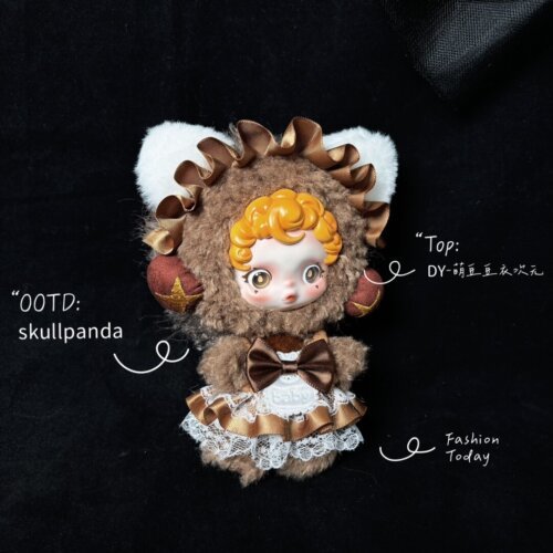 Skullpanda V3 Sneaky Chestnut Handmade Outfit – Brown Lolita-Inspired Dress with Satin Bows & Lace