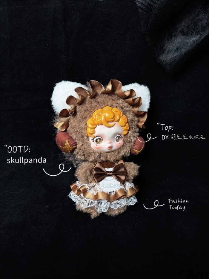 Skullpanda V3 Sneaky Chestnut Handmade Outfit – Brown Lolita-Inspired Dress with Satin Bows & Lace