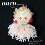 Skullpanda V3 Moldy Muffin Handmade Outfit – Pink Feather Dress with Crystal Accents (Also Fits Ghostie)
