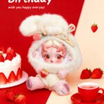 Handmade Skullpanda Outfit – Strawberry Bunny Style Dress for Ghostie | Cute Pastel Doll Clothes with Beads & Lace