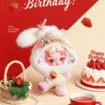 Handmade Skullpanda Outfit – Strawberry Bunny Style Dress for Ghostie | Cute Pastel Doll Clothes with Beads & Lace