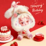 Handmade Skullpanda Outfit – Strawberry Bunny Style Dress for Ghostie | Cute Pastel Doll Clothes with Beads & Lace